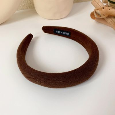 INEARZ Sponge Headband Female Solid Color Headband Khaki Thickened Girl Hairpin