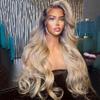 Ombre Blonde Highlight Lace Front Wigs Human Hair Pre Plucked with Baby Hair 13x4 Body Wave Transparent Lace Frontal Wigs Human Hair for Women (22 inch, 13x4 lace front wig) view 3
