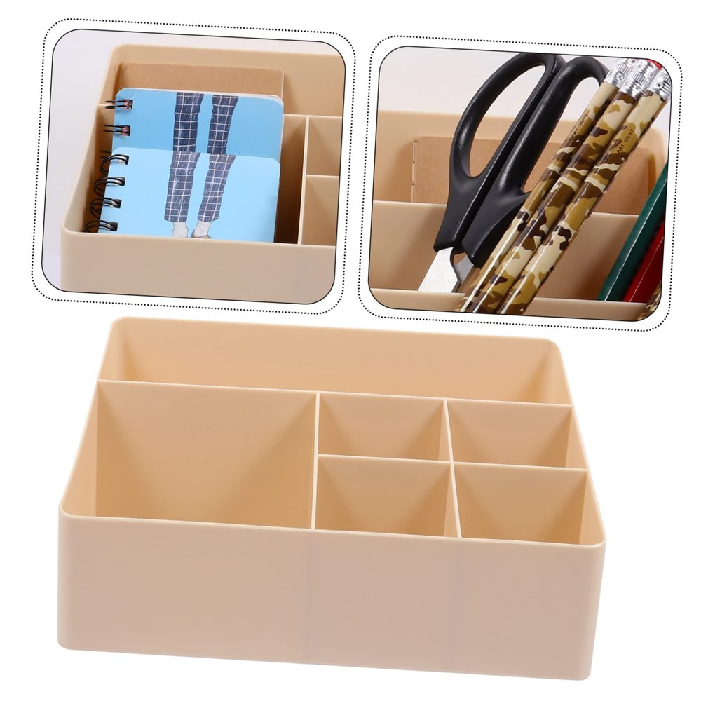 Angoily 1pc Creative Compartment Makeup Organizer Box Storage Container for Cosmetics and Desk Supplies for Vanity and Bathroom Use Made from Material