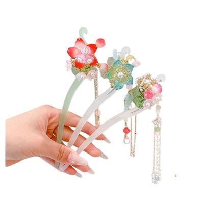 3 Pcs Retro Jade Hairpin for Hanfu Hair Accessories Chinese Japan Girl's Hairpin