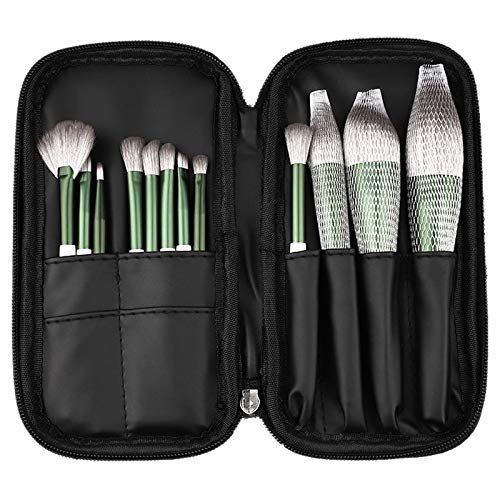 12 Green Glaze Makeup Brushes Set, Super Soft Snow Fox Hair Full Brushes
