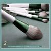 12 Green Glaze Makeup Brushes Set, Super Soft Snow Fox Hair Full Brushes view 3