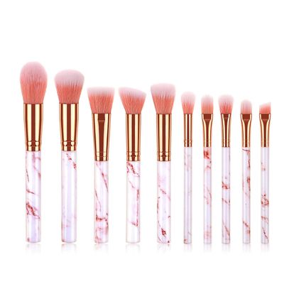 10 Makeup Brush Set Tool Foundation Eyeshadow Lip Liner Blush Marble Face Makeup Brush