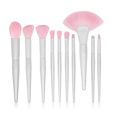 10pcs Pink Makeup Brushes Foundation Concealer Blush Make Up Brush Set Super Soft Synthetic Hair Cosmetic Tools