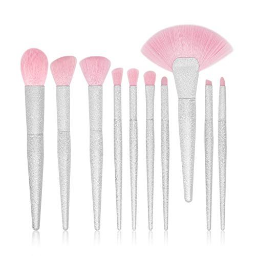 10pcs Pink Makeup Brushes Foundation Concealer Blush Make Up Brush Set Super Soft Synthetic Hair Cosmetic Tools