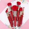 10 Piece Christmas Makeup Brush Set Bright Red Beauty Tool Shadow Makeup Brush view 2