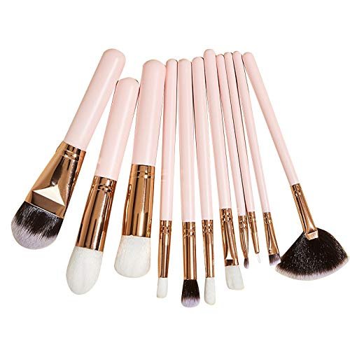 11Pcs Nylon Makeup Brushes Foundation Powder Blush Eyeshadow Eyebrow Blending Brush Set