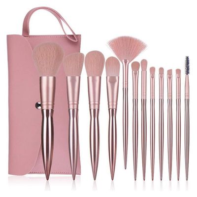 12Pcs Makeup Brushes Small Bean Paste Electroplated Makeup Brush Plastic Handle Beauty Makeup Tool Kit