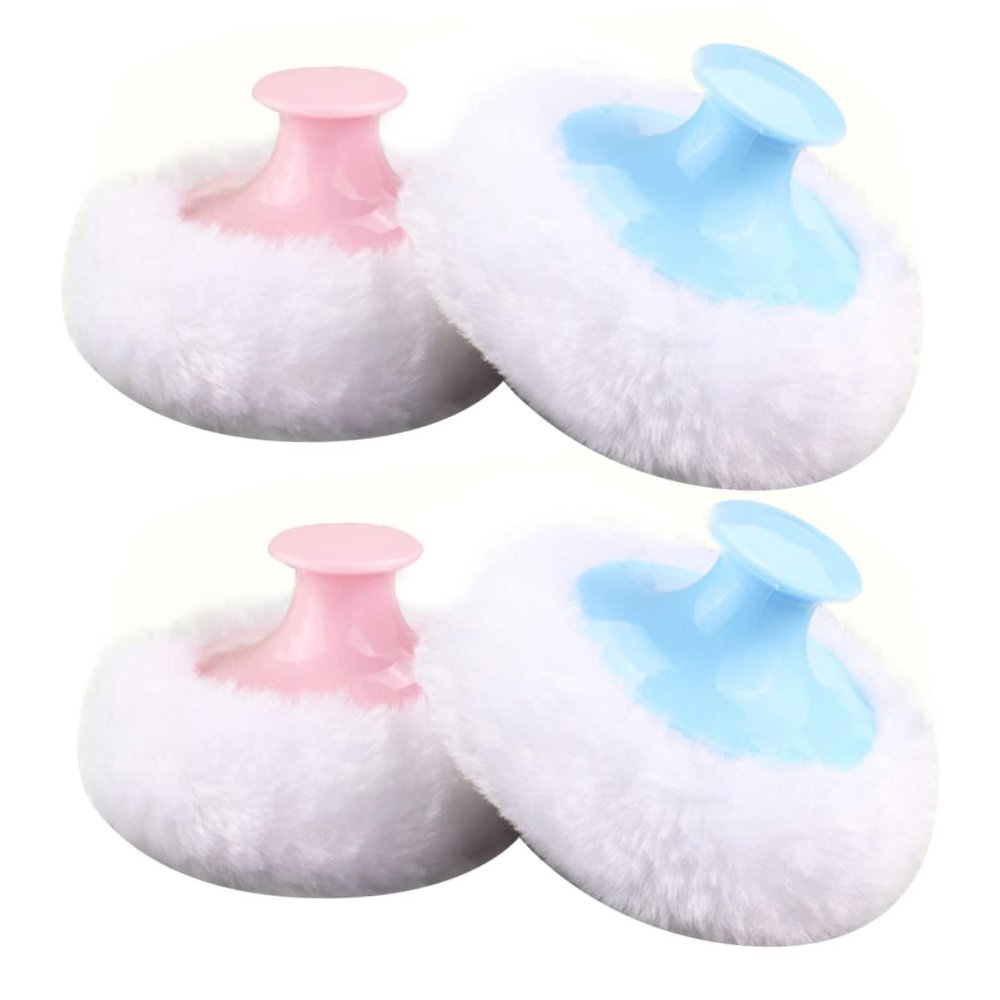 4Pcs Velour Makeup Puffs Cosmetic Puff for Face Soft Baby Puffs Talcum Puff Holder Kit and Washable Beauty Sponge Set
