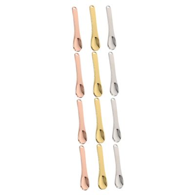 PartyKindom 12pcs Mini Makeup Spatula Cream Lotion Face Moisturizer Applicator Tool Tiny Skincare Spoon Metal Reusable for Women Girls