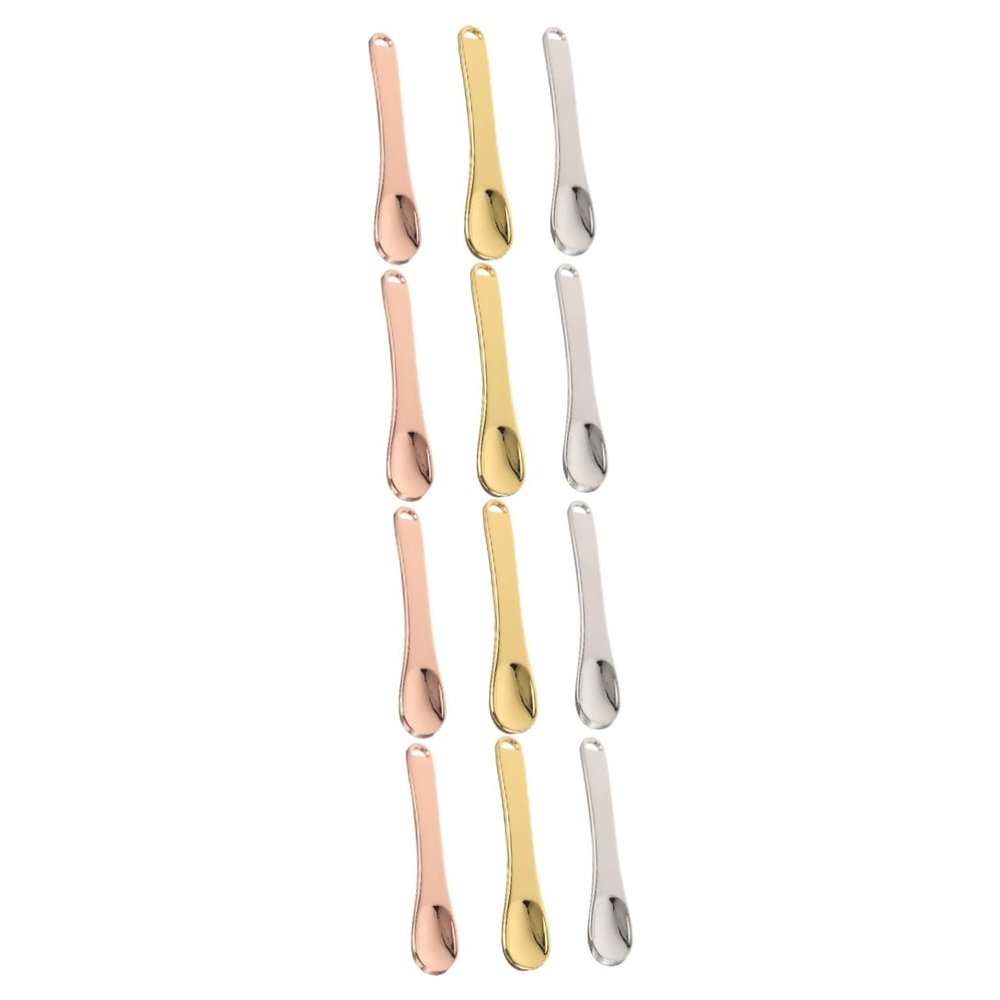PartyKindom 12pcs Mini Makeup Spatula Cream Lotion Face Moisturizer Applicator Tool Tiny Skincare Spoon Metal Reusable for Women Girls