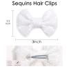 KISZU 3 Inch Glitter Hair Bows Clips, Sparkling Sequin Little Bow HairPins for Baby Girls Children Teens and Women (White) view 4