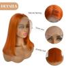 Belaved Bob Wig Human Hair 13x4 HD Lace Front Free Part Wigs Orange Short Straight Bob Wigs Pre Plucked with Baby Hair Glueless Natural Hairline 180% Density Ginger 14 Inch view 3