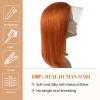 Belaved Bob Wig Human Hair 13x4 HD Lace Front Free Part Wigs Orange Short Straight Bob Wigs Pre Plucked with Baby Hair Glueless Natural Hairline 180% Density Ginger 14 Inch view 4