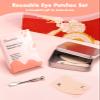 Beautistin 2 Pairs Reusable Under Eye Wrinkle Patches Silicone Mask, Plump Fine Lines & Wrinkles, with Metal Eye Cream Applicator, Tin Case, Cream Color view 2