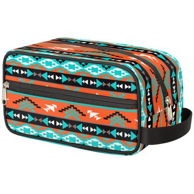 cfpolar Geometric Aztec Toiletry Travel Bag for Women, Ethnic Western Style Water-Resistant Shaving Kit Large Capacity Dopp Kit, Toiletry Organizer Shaving Bag for Travel Sports Bathroom Shower