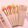 Foundation Makeup Brushes Set Eyeshadow Powder Wood Handle 10 Pcs Concealer Cosmetic Eyebrow Beauty Tools view 2