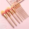 Foundation Makeup Brushes Set Eyeshadow Powder Wood Handle 10 Pcs Concealer Cosmetic Eyebrow Beauty Tools view 3