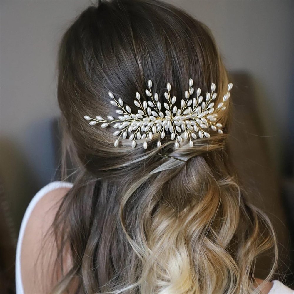 ADAGA Fashion Pearl Hair Combs Handmade Hairpins and Clips for Women Girls Bride Wedding Hair Styling Jewelry Accessories (Color : GE-1)