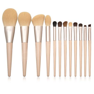 12 Wooden Handle Makeup Brush Set Powder Brush Shadow Eyebrow Brush Makeup Tool