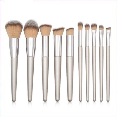10 Cone Wooden Handle Makeup Brush Set Powder Eye Makeup Tools