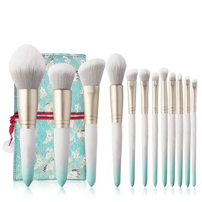 Makeup Brush-Ice White 12pcs Synthetic Hair Cosmetic Brushes Set Foundation Blush Powder Face Eye-cosmetic Tools Pens