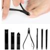 07/10/16.18 PCs Manic Door Cutters Nail Clipper Set Household Stainless Steel Ear Spoon Nail Cutter Pedicure Nail Scissors Tool (Color : Black Size : 18pcs) (Black 18pcs) view 3