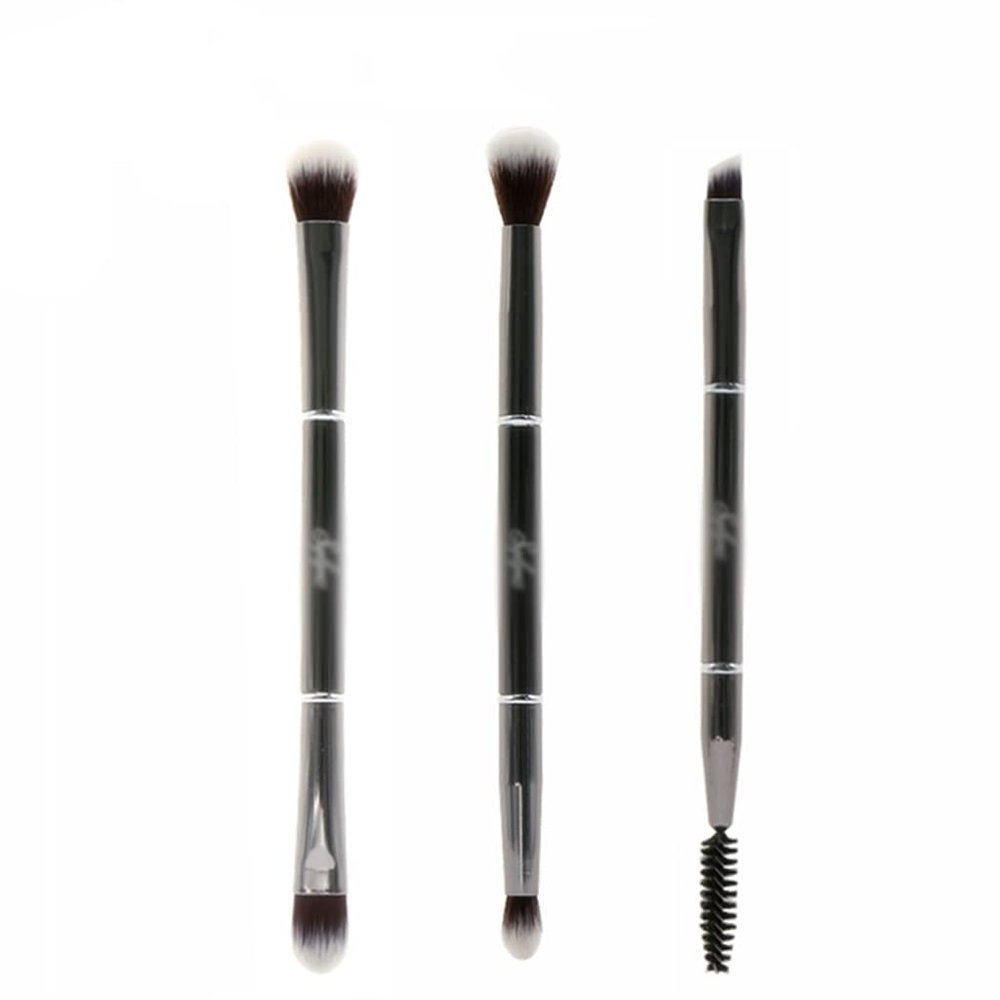 3pcs Makeup Brushes Metal Double Ended Blending Eyebrow Eyeshadow Eyeliner Eye Brow Concealer Makeup Brush Set Kit Tools
