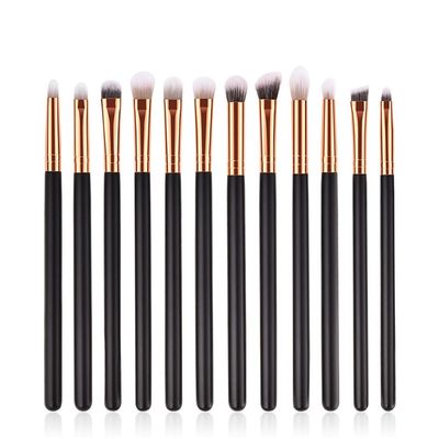 12Pcs Professional Eyes Makeup Brushes Set Wood Handle Eyeshadow Eyebrow Eyeliner Blending Powder Smudge Brush