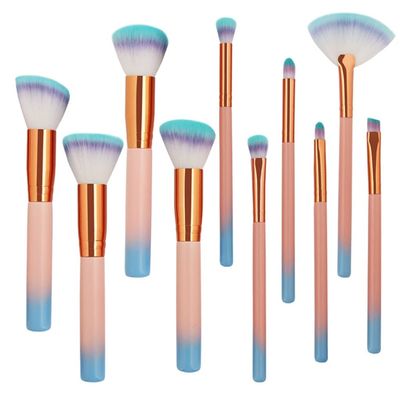 10pcs Makeup Brushes Set Foundation Powder Eye Shadow Blush Blending Contour Lip Fan Make Up Brush Kit Cosmetic Tool Kit