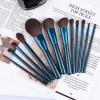 12 Pcs Blue Brilliant Colour Make-up Brush Litchi Pattern Tie-up Hard Package Make-up Kit Brushes Cosmetic Tool view 3
