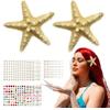 5pcs Starfish Hair Clips, Mermaid Accessory Set with Pearl Stickers, Face Gems, Sea Star Hairpins and Body Jewels for Costume, Festival, Holiday Makeup view 1