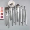 12pcs Silver Makeup Brushes Set Cosmetic Powder Foundation Blusher Eyeshadow Lip Brush Professional Beauty Make Up Tools view 4