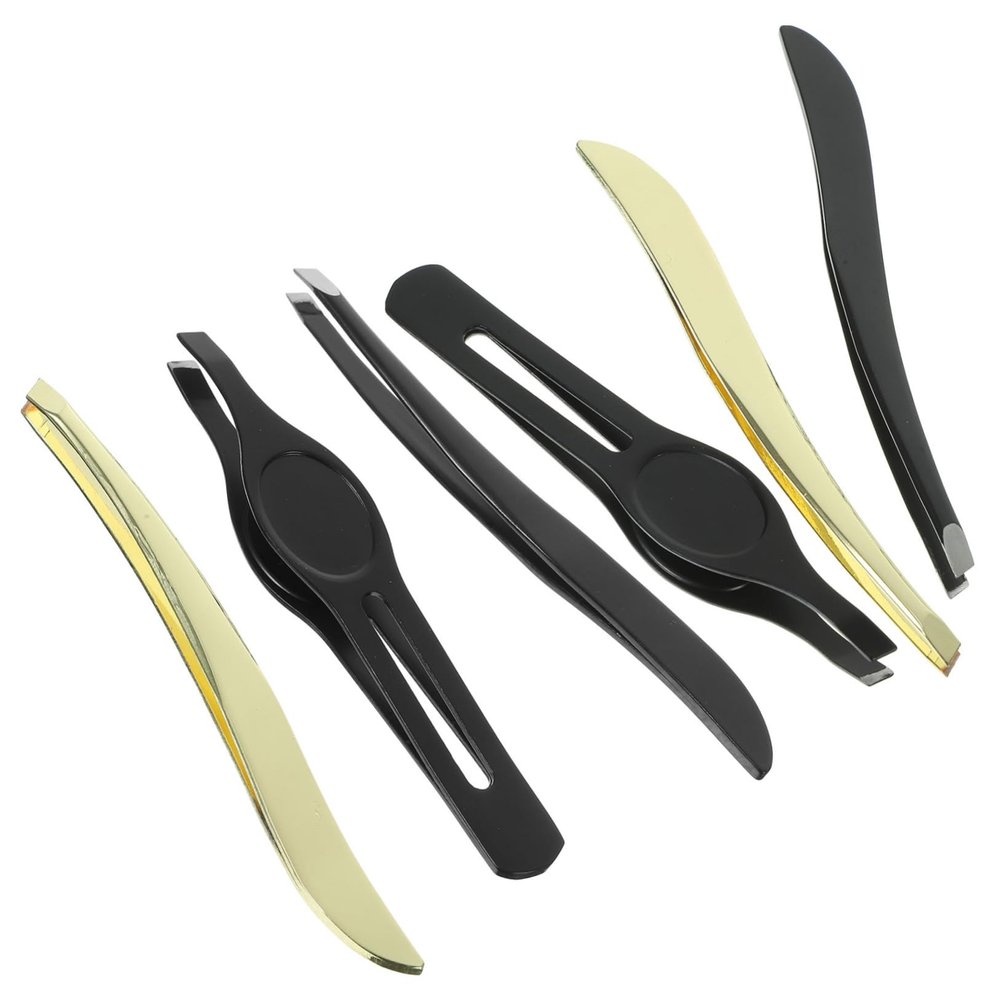 DOITOOL 1set Mini Eyebrow Tweezers Stainless Steel Eyebrow Clips Makeup Tool Ergonomic Design for Precision Grooming for Personal and Professional Use Black