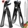 Toenail Clippers for Thick Toenails for Seniors, Angled Head Long Handled Toe Nail Clippers for Men with Wide Jaw Opening, Heavy Duty Large Finger Nail Clippers Adult Cutter with Catcher, Black view 1