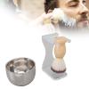 3 PCS Men Shaving Brush Set Acrylic Brush Holder Bubble Bowl Gentle Nylon Bristles Shave Kit Shave Brush Holder Bowl Set Shaving Brush Bubble Bowl Kit view 1