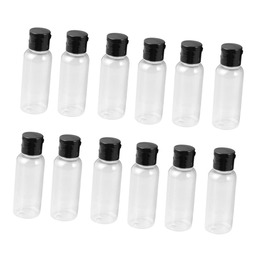 Housoutil 12pcs Cap Bottle Refillable Travel Squeeze Bottles for Liquids Suitable for Sanitizing Gel Lotion and More Lightweight and Transparent Design