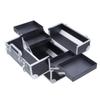 POPETPOP Portable Makeup Organizer Aluminum Alloy Cosmetic Box Toiletry Bag Large Capacity Double Opened Makeup Case for Women view 1