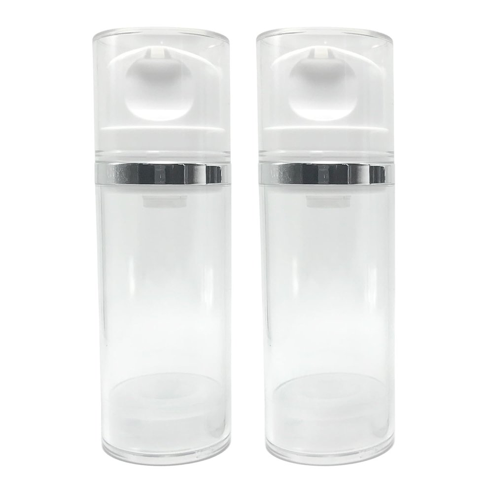 2PCS 100ml/3.3oz Clear Airless Pump Bottles Empty Refillable Travel Size Vacuum Makeup Cosmetic Moisturizer Pump Dispenser Container Storage for Lotion Cream Shampoo Shower Gel Toiletries