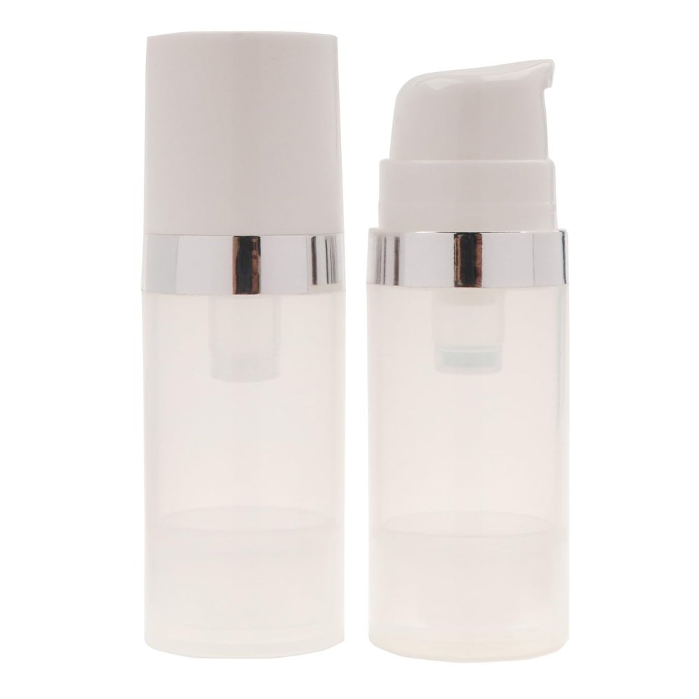 2PCS 50ml/1.3oz Clear Airless Pump Bottles Empty Refillable Travel Size Vacuum Makeup Cosmetic Moisturizer Pump Dispenser Container Storage for Lotion Cream Shampoo Shower Gel Toiletries