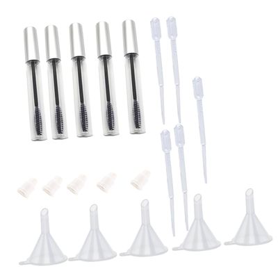 FRCOLOR 5pcs Empty Mascara Tube Set Eyelash Wands Bottles Funnels Pipettes for Diy Castor Oil Mascara Travel Friendly Leak Design