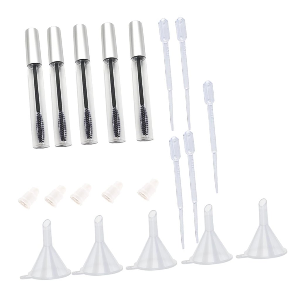 FRCOLOR 5pcs Empty Mascara Tube Set Eyelash Wands Bottles Funnels Pipettes for Diy Castor Oil Mascara Travel Friendly Leak Design