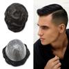 Mens Toupee Hair Replacement System for Men Thin Skin Full Poly Mens Human Hair Pieces Injected PU Toupee for Men 8"X10" #1B Off Black-110% density view 1