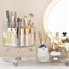 Rotating Makeup Organizer for Vanity with Brush Holder, Cosmetic Makeup Storage Organizer, Large Spinning Makeup Skincare Organizer, Countertop Makeup Perfume, Lotions Display Case (Transparent) view 4