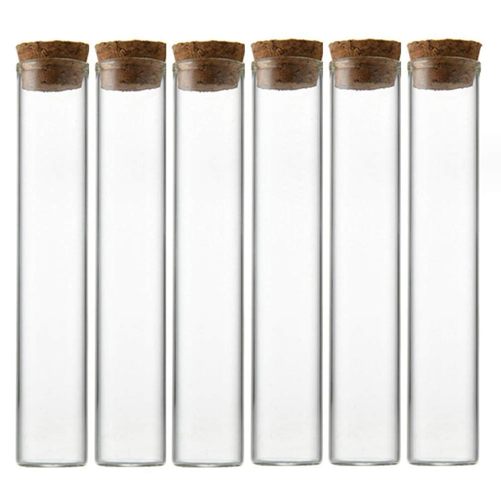 12Pcs 30ML 1OZ Mini Glass Bottles Small Tubes Jars Test Tube with Cork Stopper Wish Bottles Message Bottles Tiny Glass Vials Jars for DIY Craft Decoration Party Favors Scientific Experiments