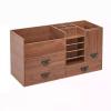 Cosmetic Organizer Large Capacity Wood Makeup Organizer, with 3 Makeup Drawers and Cabinet, Inside Mirror, Tissue Box, Lipsticks Holder, for Storing Skincae,Palettes, Brushes, Jewelry and More Makeup view 1