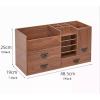 Cosmetic Organizer Large Capacity Wood Makeup Organizer, with 3 Makeup Drawers and Cabinet, Inside Mirror, Tissue Box, Lipsticks Holder, for Storing Skincae,Palettes, Brushes, Jewelry and More Makeup view 2