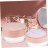 balacoo Portable Pink Loose Powder Container Mirror and Powder Puff Refillable Makeup Case for Daily Use Double Design to Prevent Leakage view 2