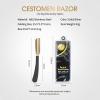 CestoMen Straight Edge Shaving Razor for Men, Professional Silicone Handle Stainless Steel Barber Razor - Salon Cut Throat Shavette with 15 Guarded Blades (Gold) view 2