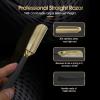CestoMen Straight Edge Shaving Razor for Men, Professional Silicone Handle Stainless Steel Barber Razor - Salon Cut Throat Shavette with 15 Guarded Blades (Gold) view 3